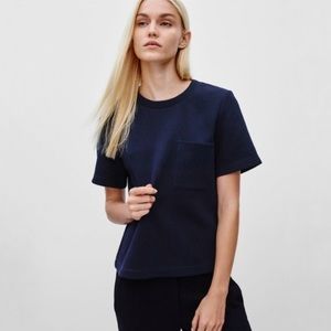 NWOT BABATON SHEA STRUCTURED CREW NECK SHORT SLEEVE TOP *BLACK